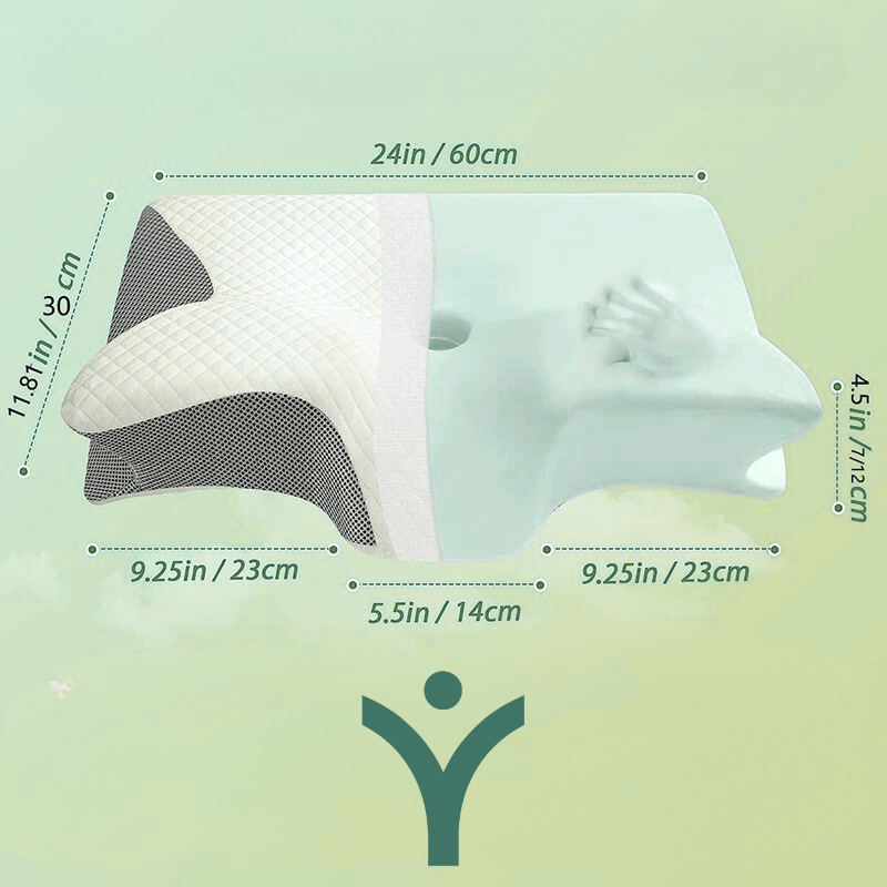 VionWell™ Ergonomic Memory Foam Neck Pillow – 2-in-1 Cervical Support