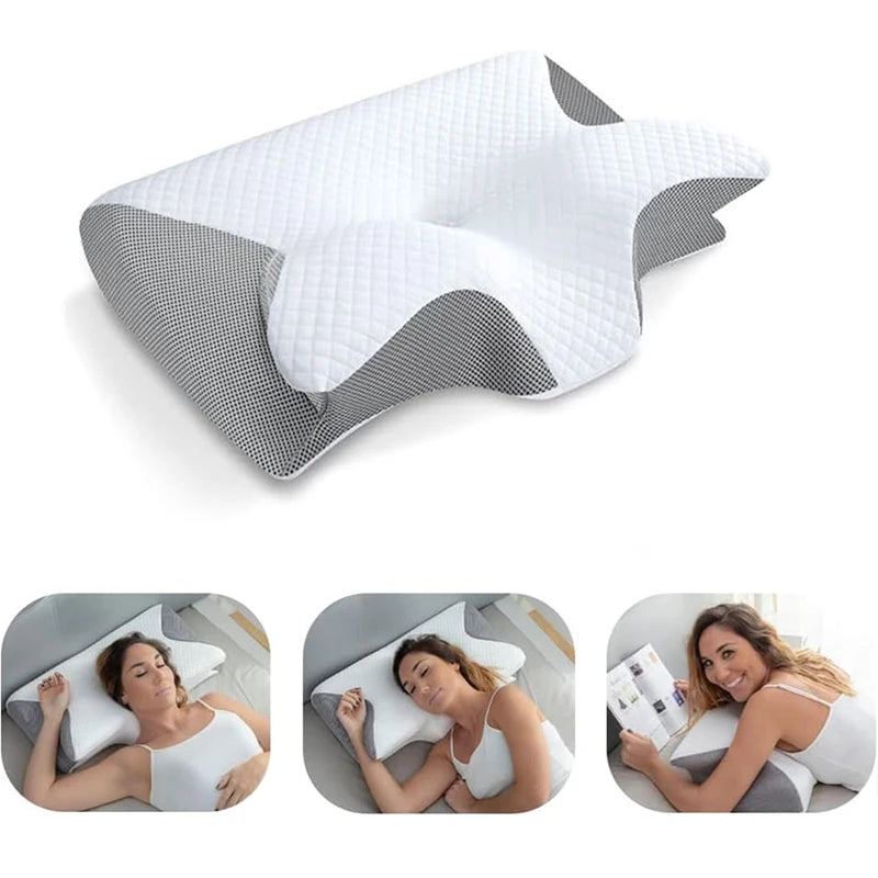 VionWell™ Ergonomic Memory Foam Neck Pillow – 2-in-1 Cervical Support
